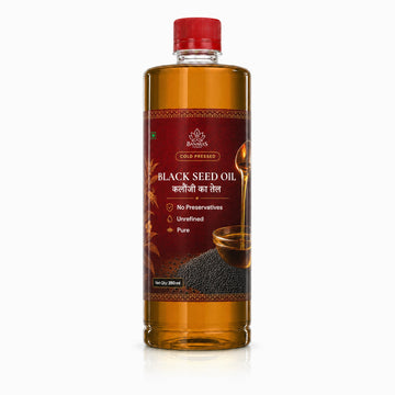 Banaras Foods cold-pressed black seed oil, 250 ml bottle, front label